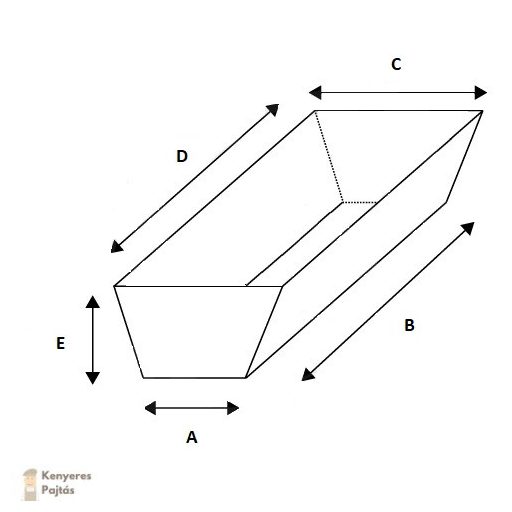 Szögletes sütőforma (1000g) 0,6 mm vastag lemezből - forma kenyér